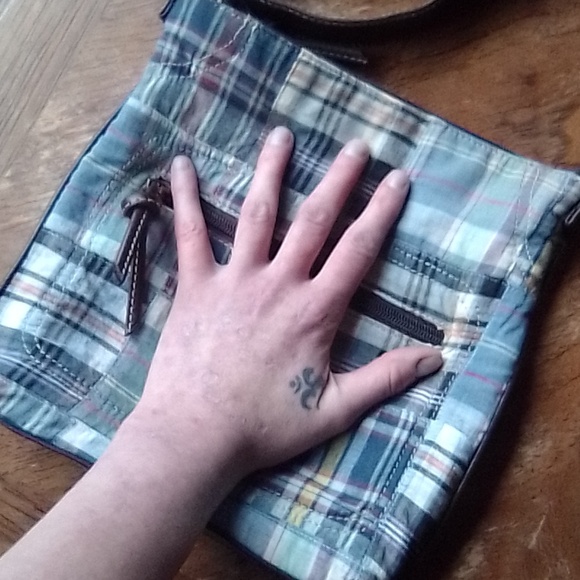 Colorful Blue Cotton Plaid Crossbody Bag!!!! - Picture 4 of 11